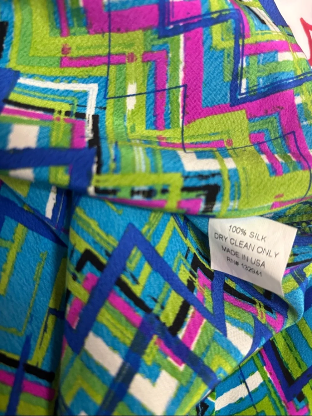 Amanda Uprichard Silk Drawstring Waist Multi Colored Chevron Pattern Dress Sz S
